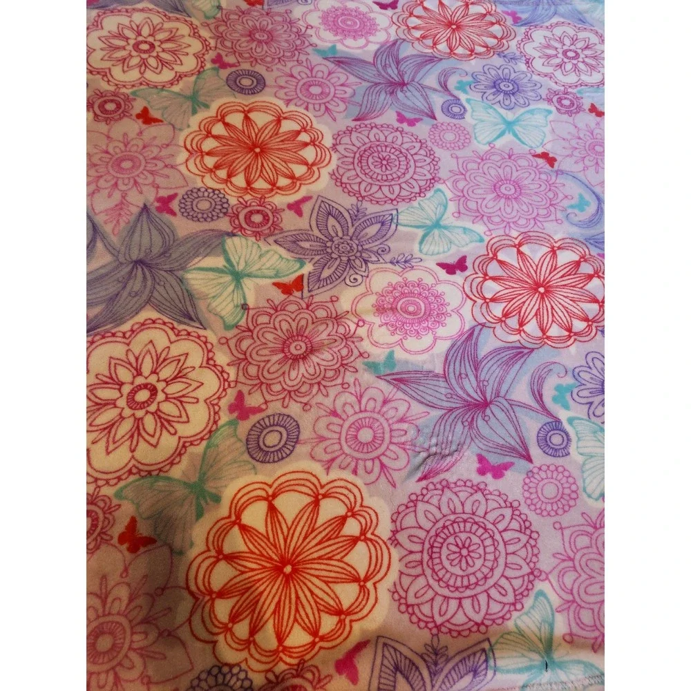 Piper Kids Mandala Butterfly Floral Plush Fleece Throw Blanket 50x60 Purple Pink